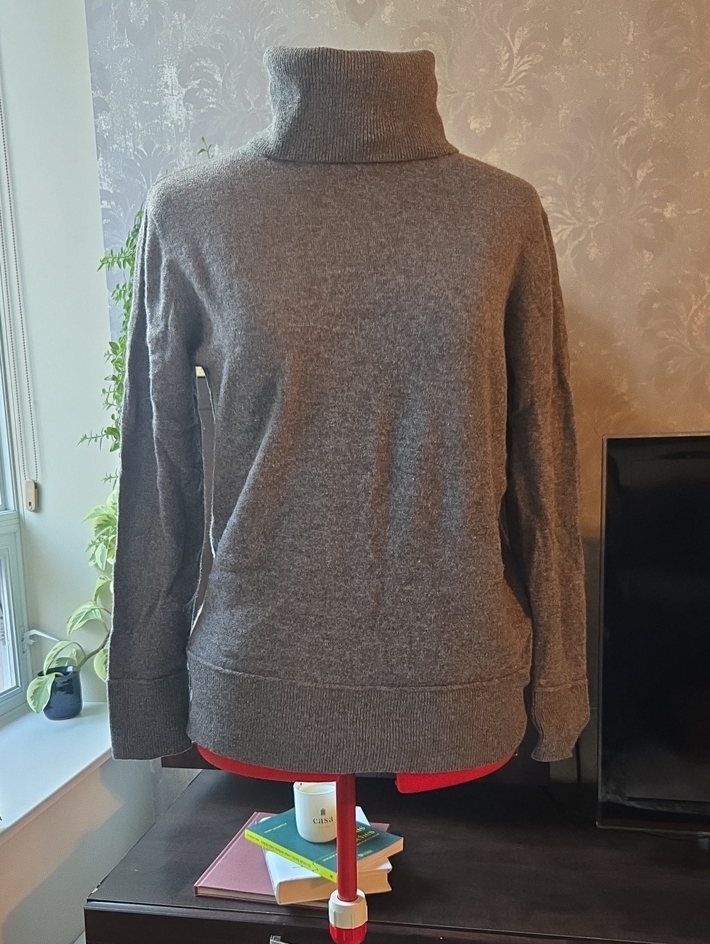 Merino Wool And Cashmere Turtleneck Sweater - Gray